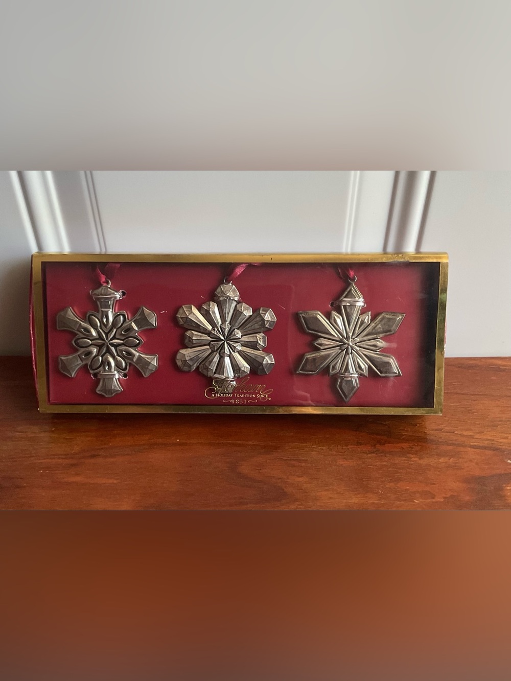 Gorham Silverplated Snowflake Ornaments - Set of 3